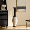 Tall Designer Floor Vase Artificial With 2 Tone Decorative Accent For Living Room - White / Black - Image 4