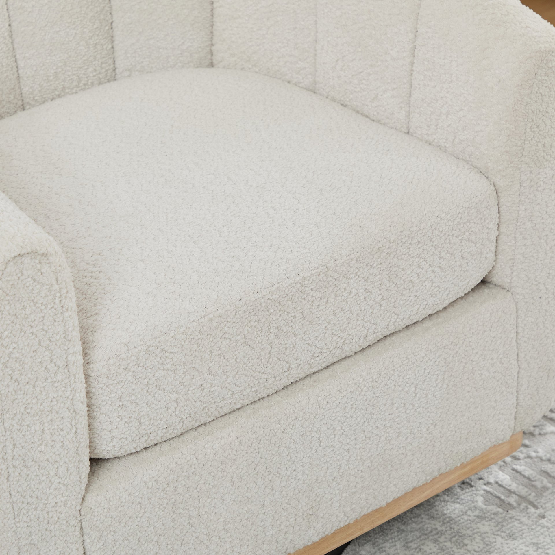 360° Swivel Pumpkin Shape Club Armchair - Ivory - Image 11