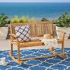 Outdoor Rocking Loveseat With Acacia Wood Frame - Natural - Image 4