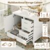 36" Bathroom Vanity With Solid Pine Frame, Soft Close Door Drawers - White - Image 5