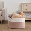 Francis - Cotton Round Laundry And Storage Basket - White / Brown - Image 2