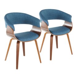 Vintage Mod - Mid-Century Modern Dining / Chair (Set of 2) - Walnut / Blue