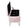 Storage Ottoman Bench For End Of Bed Gold Legs, Modern Gray Faux Fur Entryway Bench Upholstered Padded With Storage For Living Room Bedroom - Pink - Image 8
