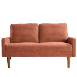 Loveseat Sofa, European Style With Sleek Design, Modern & Vintage Flair, Upholstered 2 Seater Couch - Pumpkin Orange