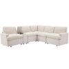 Power Recliner Corner Sofa Home Theater Reclining Sofa Sectional Couches With Storage Box, Cup Holders, USB Ports And Power Socket For Living Room - Beige - Image 12