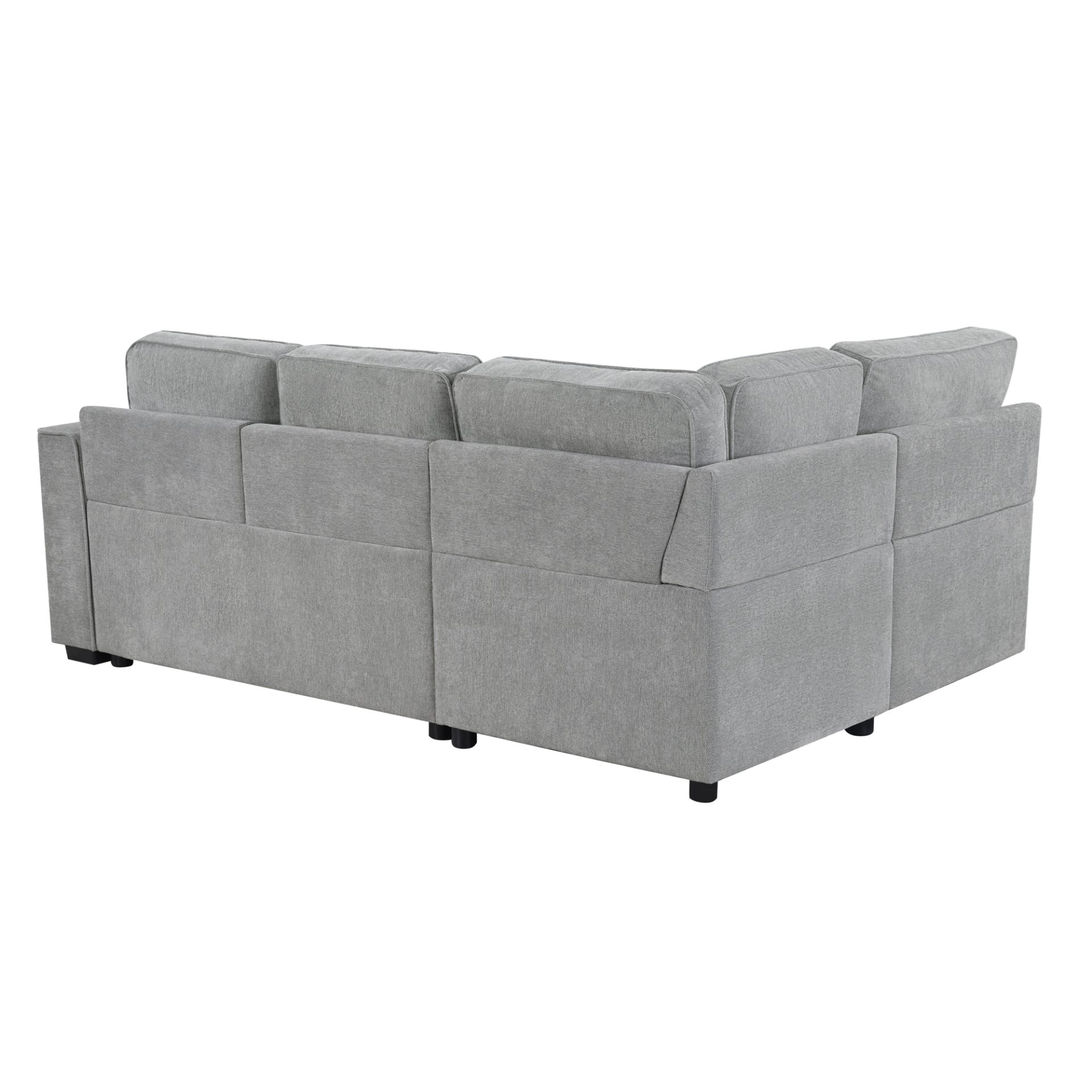 Convertible Sectional Sofa Bed Shaped Sofa With Dual Pull Out Sleepers, Flip Top Table, USB Ports, Cup Holder & Storage - Light Gray - Image 10