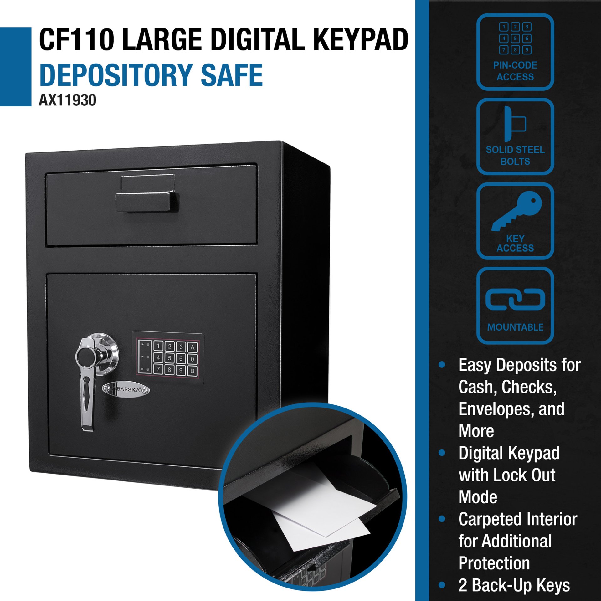 1 1 Cu Ft Keypad Depository Safe - Black - Image 11
