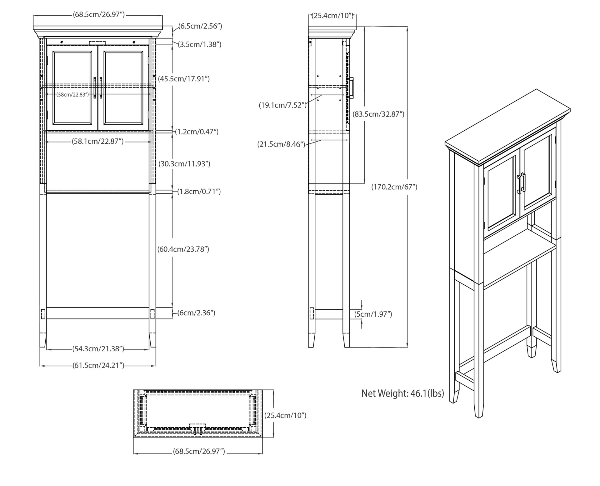Avington - Space Saver Cabinet - Pure White - Image 7