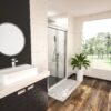 Modern Semi Frameless Bypass Sliding Shower Enclosure, Tempered Glass - Chrome - Image 4
