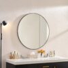 Wall Circular Framed Vanity Mirror For Bathroom, Living Room Decor - Black - Image 5