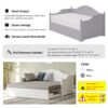 Twin Size Daybed With Extendable Trundle And Storage Drawers, Cottage Style - White - Image 6