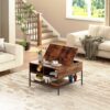 Rustic Flip Top Coffee Table With Hidden Storage - Black / Brown - Image 16