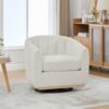 360° Swivel Pumpkin Shape Club Armchair - Ivory - Image 2