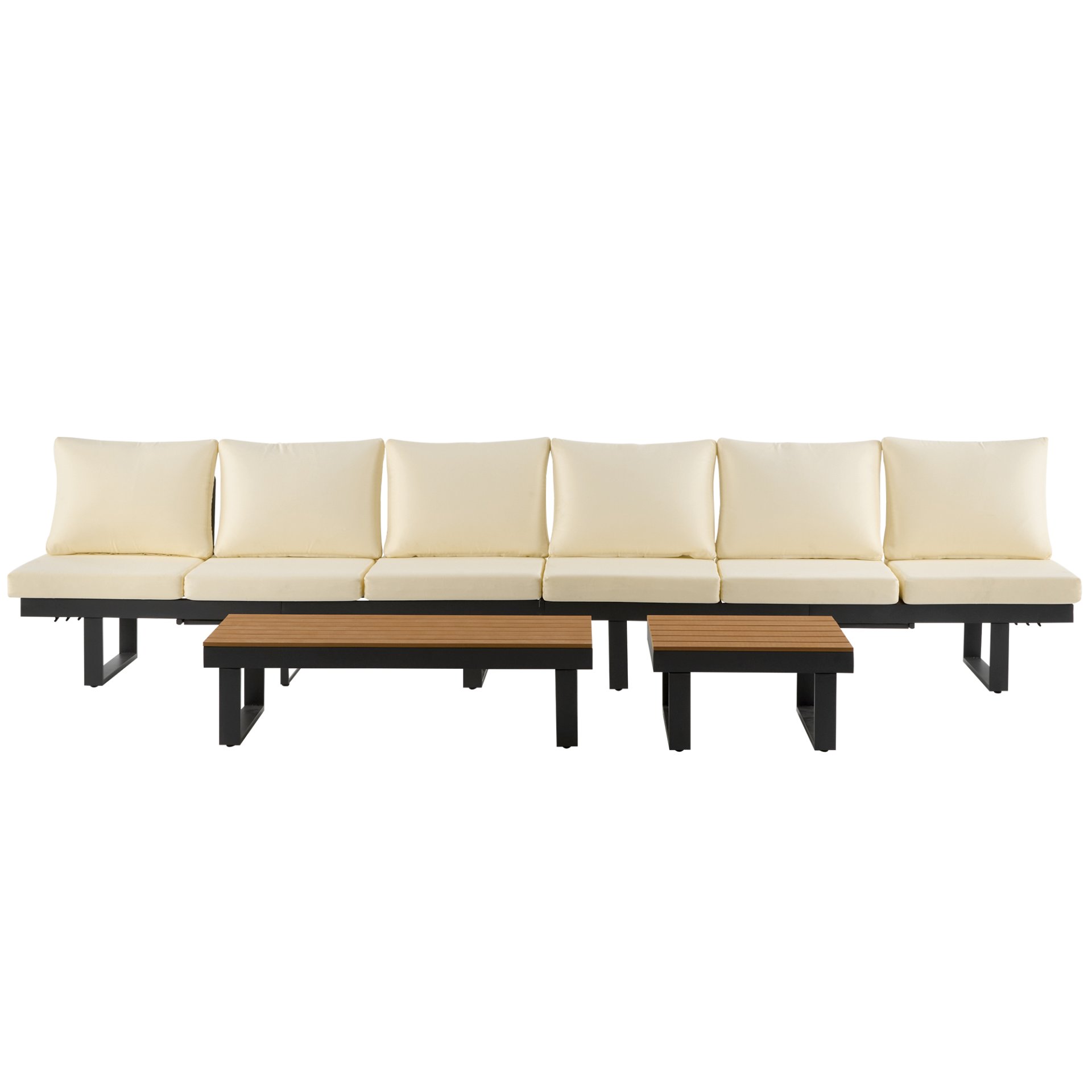 Outdoor Sectional Sofa Set With Adjustable Reclining Seats For Backyard - Beige - Image 18