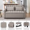 Convertible Sofa Bed Loveseat Sofa With Three USB Ports, Two Side Pockets, Two Cup Holders And 360° swivel Phone Holder For Living Room - Light Gray - Image 5