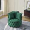 Modern Glam Velvet Upholstered Swivel Chair With Button Tufted Design And Wheels - Green - Image 5