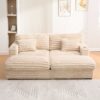Upholstered Oversized Double Chaise Lounge Sofa With USB Ports And Cup Holders - Champagne - Image 9