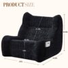 Bean Bag Chair With Armrests Oversized Comfy Beanbag Lounge Lazy Floor Sofa Accent Chair For Living Room - Black - Image 3