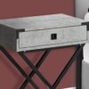 Accent Side Table, Storage Drawer, Contemporary Convenient Design - Gray - Image 5