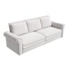 King Pull Out Sofa Bed, Chesterfield Sofa, 3 In 1 Velvet Convertible Sleeper Sofa With Nailhead Trim & Rolled Arm, Multifunctional Sofa Bed For Living Room - Beige - Image 11