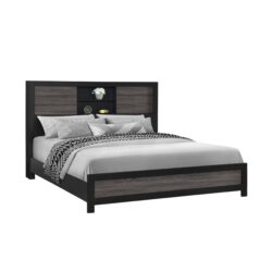 King Size Bed 5 Piece Set With Bookcase - Black / Gray