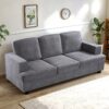 Modern Sofa, Comfortable 3 Seater Couch With Deep Seating And High Density Foam, Loose Back Cushions, Wide Arms - Gray - Image 5