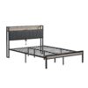 Full Size Metal Platform Bed Frame With Upholstery Storage Headboard And USB Liner - Beige / Black - Image 11