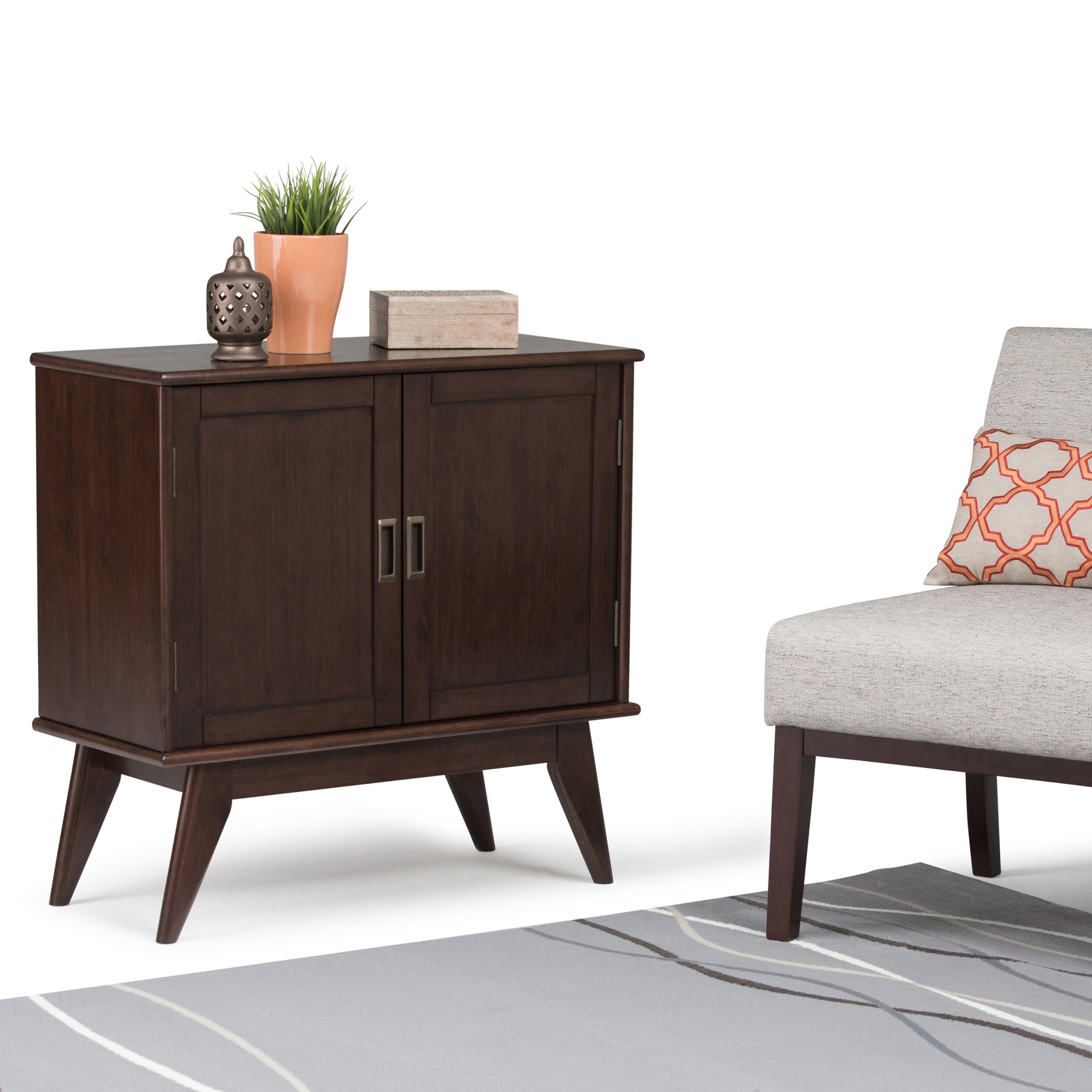 Draper - Mid Century Low Storage Cabinet - Medium Auburn Brown - Image 10