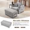 Single Sofa With Storage, Movable Ottoman, USB Ports, Cup Holders, Phone Holder - Gray - Image 5