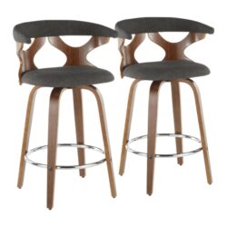 Gardenia - Mid-Century Modern Counter Stool (Set of 2) - Walnut / Charcoal