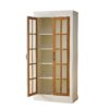 Rustic Style Display Cabinet With Glass Doors For Collectibles & - Brown / Cream White - Image 14
