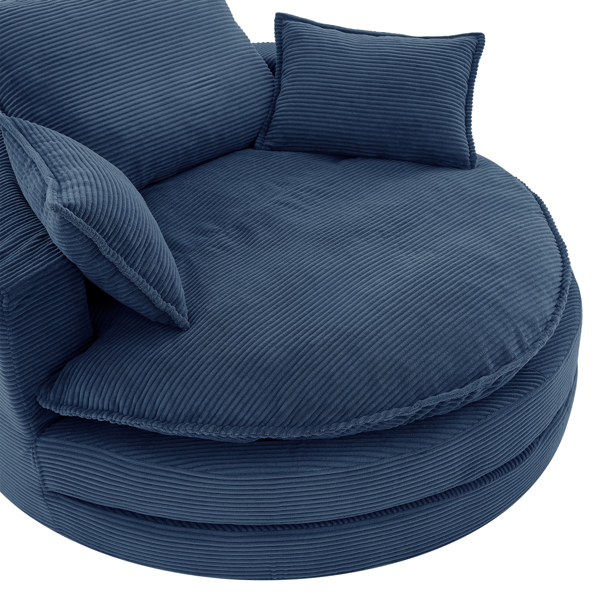 Modern 360° Swivel Sofa Chair With Dual Layer Cushion And Removable Pillows - Blue - Image 17