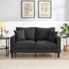 Modern Upholstered Loveseat Sofa With High Resilience, Wooden Frame - Dark Gray - Image 2