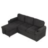 Convertible L Shaped Sofa Couch With Storage, Cup Holders, USB Ports - Black - Image 21