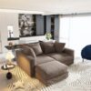 4 Seat Sofa, Deep Seat Couches With Soft Pillows And Movable Ottoman, Convertible Sofa Lounge Chair, For Living Room - Camel - Image 4
