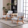 Accent Chair With Pillow, Upholstered Arm Chair - Light Gray - Image 16