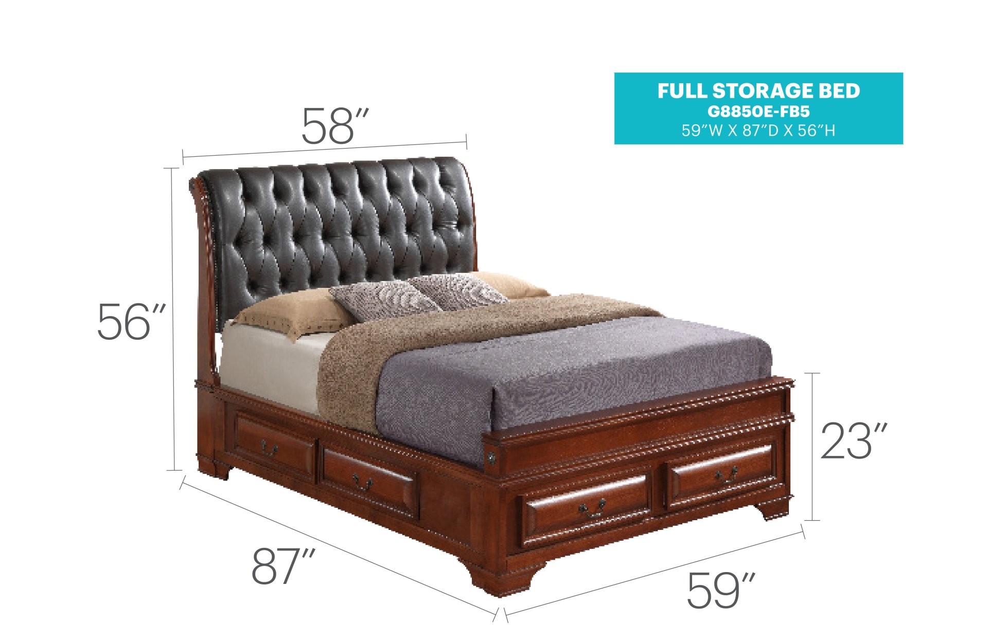 Full Storage Bed - Oak - Image 2