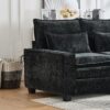 L Shaped Sectional Sofa With Movable Ottoman, 99'' Upholstered 4 Seats Couch - Black - Image 13