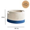 Gregory - Cotton Round Laundry And Storage Basket Medium - White / Blue - Image 3