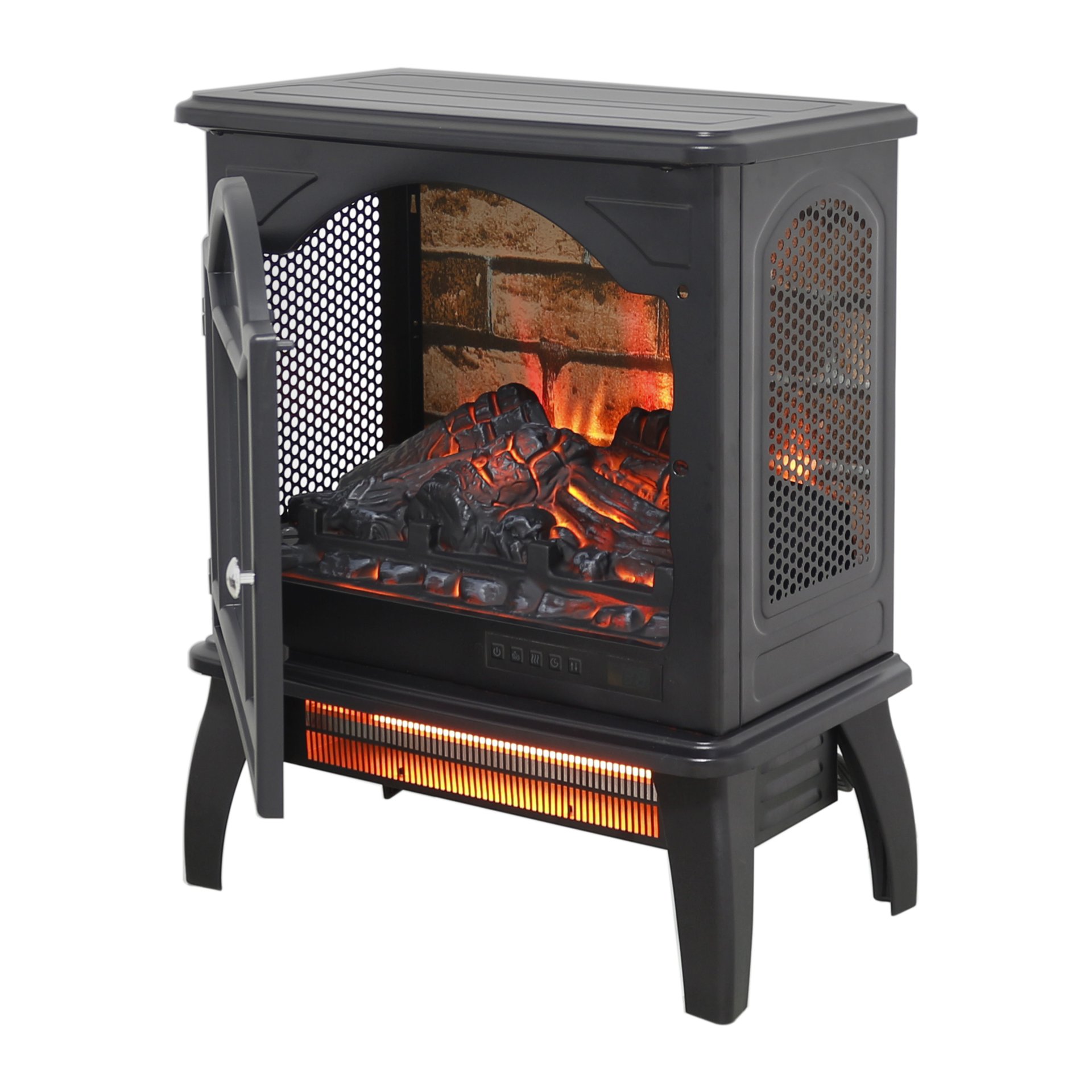 18 Inch 3D Flame Electric Infrared Quartz Fireplace Stove With Remote Control - Black - Image 9