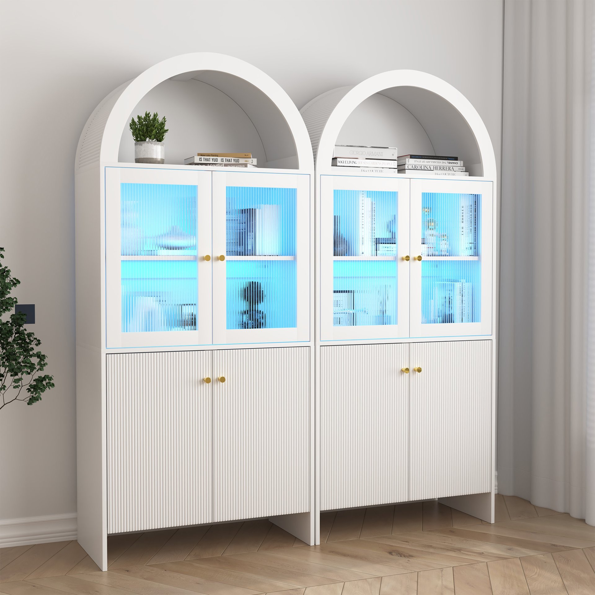 Modern Tech Inspired Dome Cabinet With LED Lighting Smart Snack Storage Solution - White - Image 11