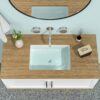 Modern Rectangular, Undermount Bathroom Sink With Overflow - White - Image 2