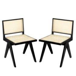 Chandigarh - Dining Room Chairs, Kitchen Chairs Side Chairs (Set of 2) - Black / Natural