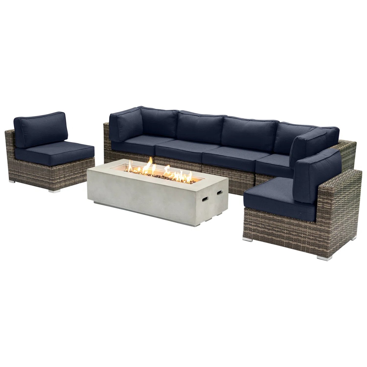 Outdoor Seating Group With Firepit And Cushions - Gray - Image 4