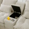 U Shaped Upholstered Sofa With Console And Cupholders For Living Room - Beige - Image 4