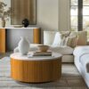 Round Coffee Table With Storage - Natural / White - Image 6
