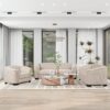 Upholstered 3 Piece Sofa Set With Legs - Beige - Image 10