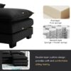Modern U-Shaped Sectional Sofa With Waist Pillows, 6 Seat Upholstered Symmetrical Sofa Furniture, Sleeper Sofa Couch With Chaise Lounge - Black - Image 12