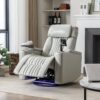 270 Degree Power Swivel Recliner, Home Theater Seating With LED Light Strip, Cup Holder, 360 Degree Swivel Tray Table, And Cell Phone Holder Chair - Gray - Image 2
