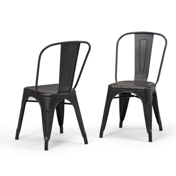 Fletcher - Dining Side Chair (Set of 2) - Distressed Black / Copper
